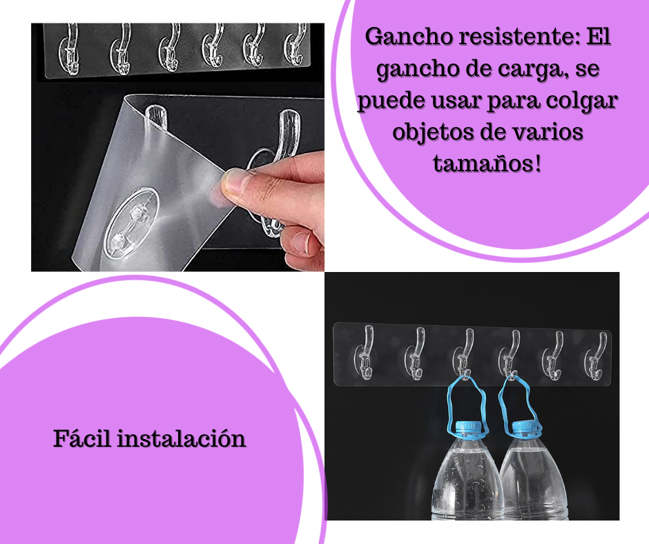 COLGADOR ADHESIVO DE 6 GANCHOS
