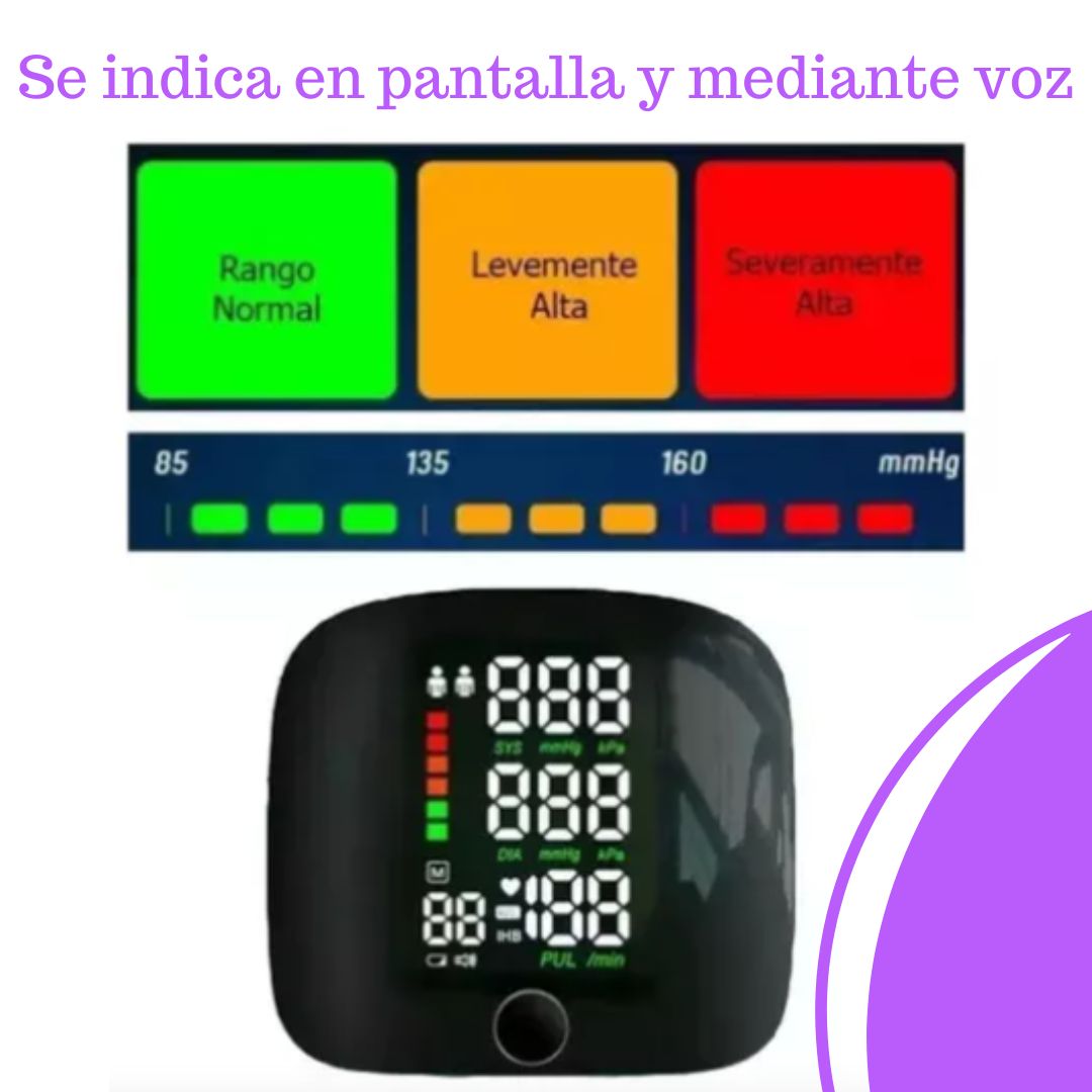 Monitor de presión arterial de muñeca, pantalla retroiluminada grande con brazalete ajustable transmisión de voz con estuche de transporte
