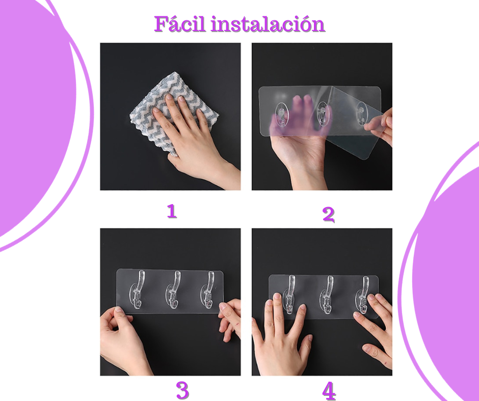 COLGADOR ADHESIVO DE 6 GANCHOS