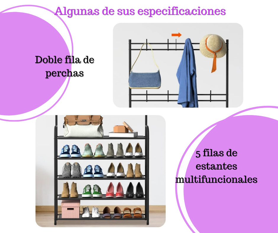 ZAPATERO DE 5 NIVELES CON PERCHEROS