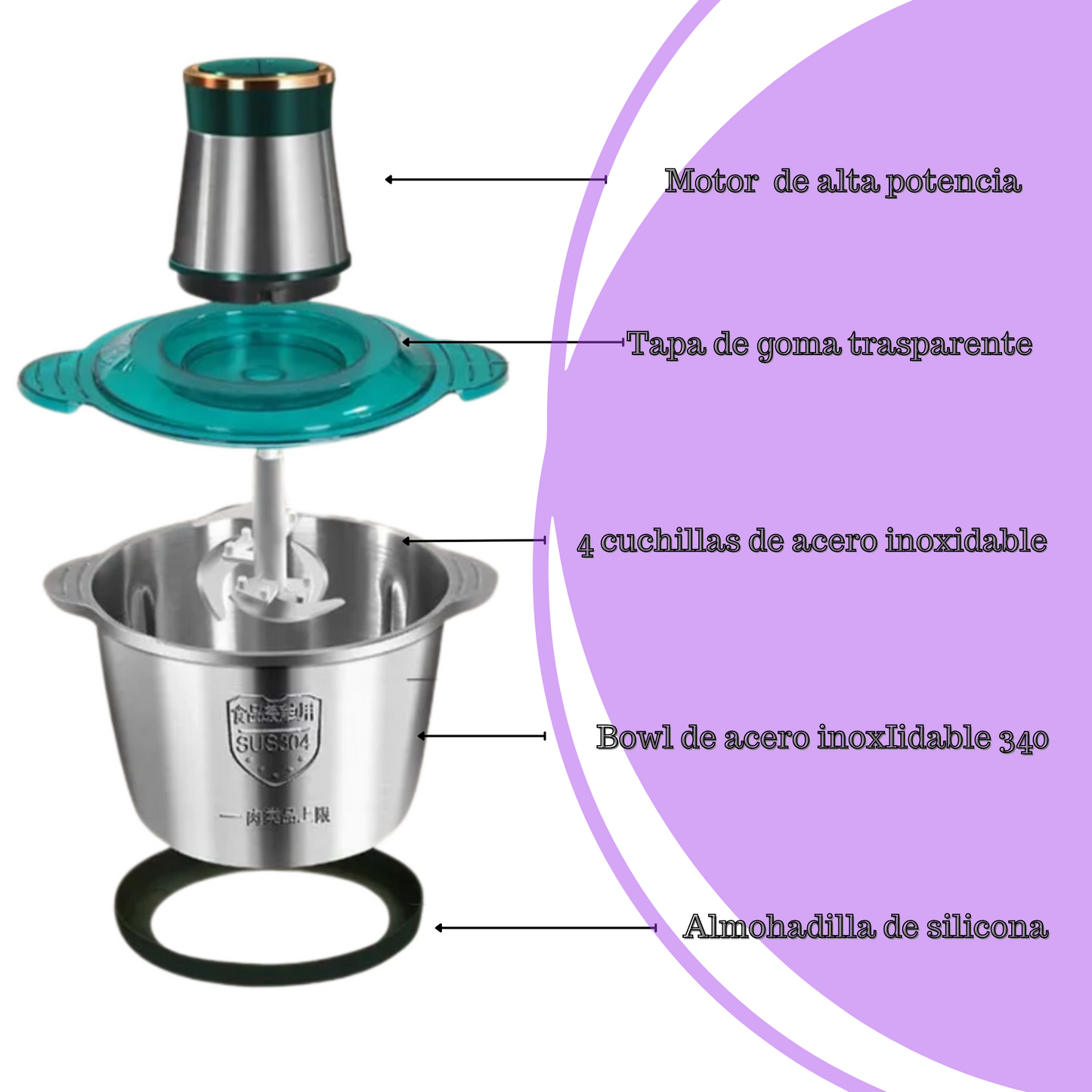 PROCESADOR DE ALIMENTOS DE 2 LTS