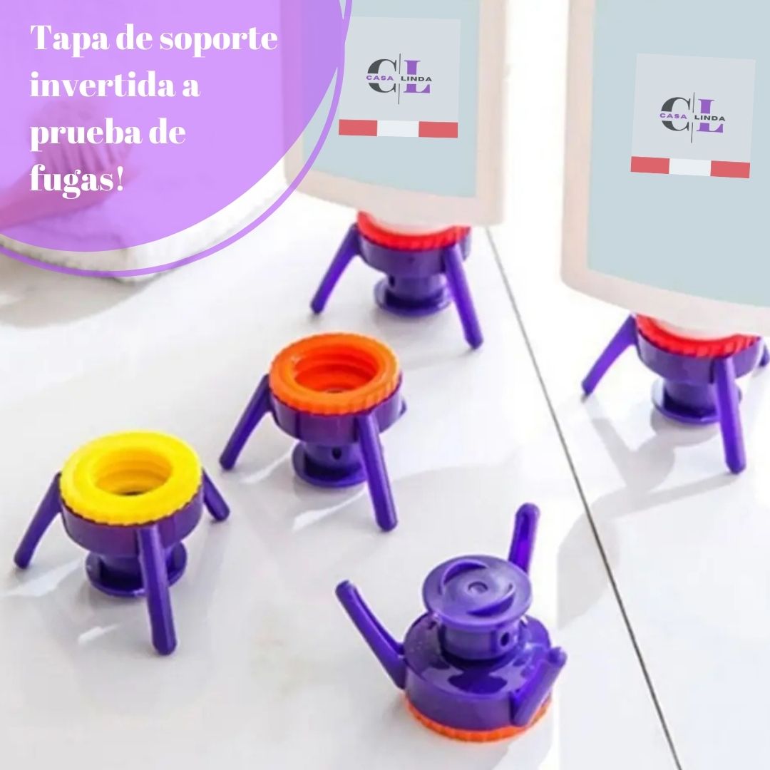 Kit de 6 soportes para vaciado de botellas, tapa invertida a prueba de fugas, fácil de verter