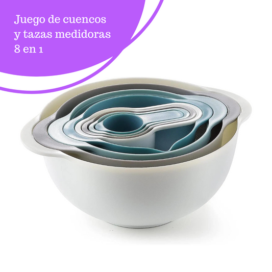 Juego de cuencos y tazas medidoras 8 en 1