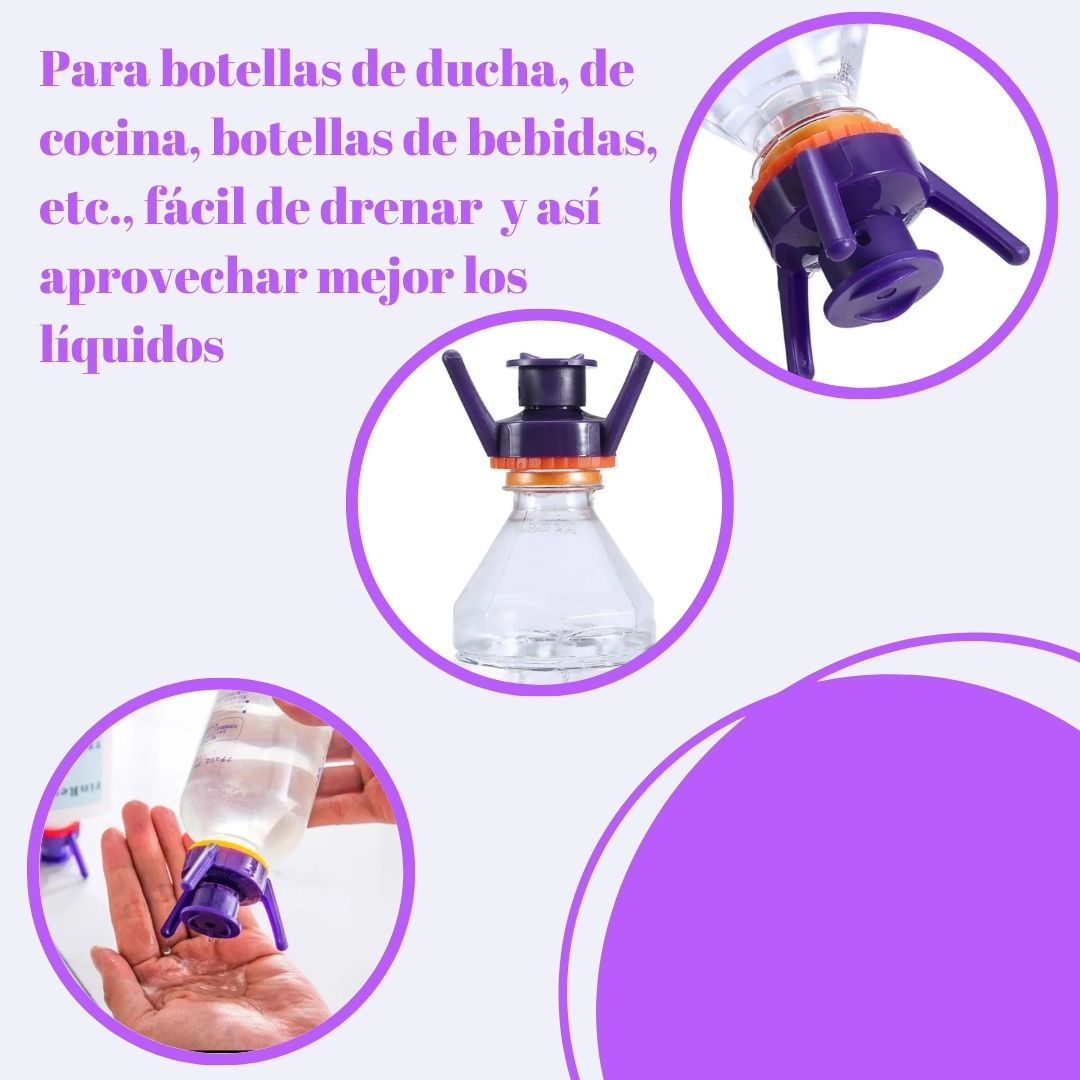 Kit de 6 soportes para vaciado de botellas, tapa invertida a prueba de fugas, fácil de verter