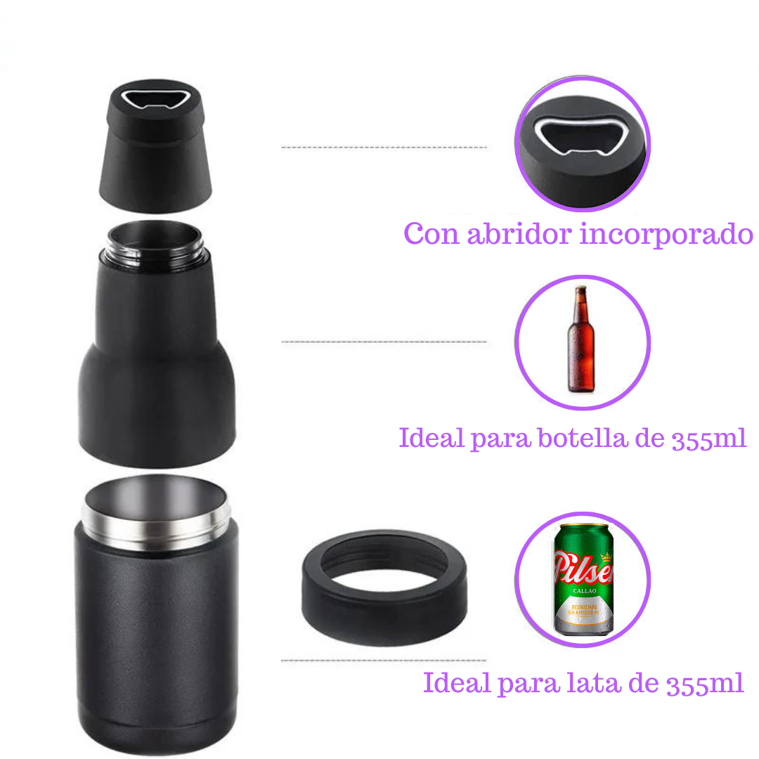 Enfriador de botellas y latas de cerveza y refrescos de acero inoxidable y doble pared