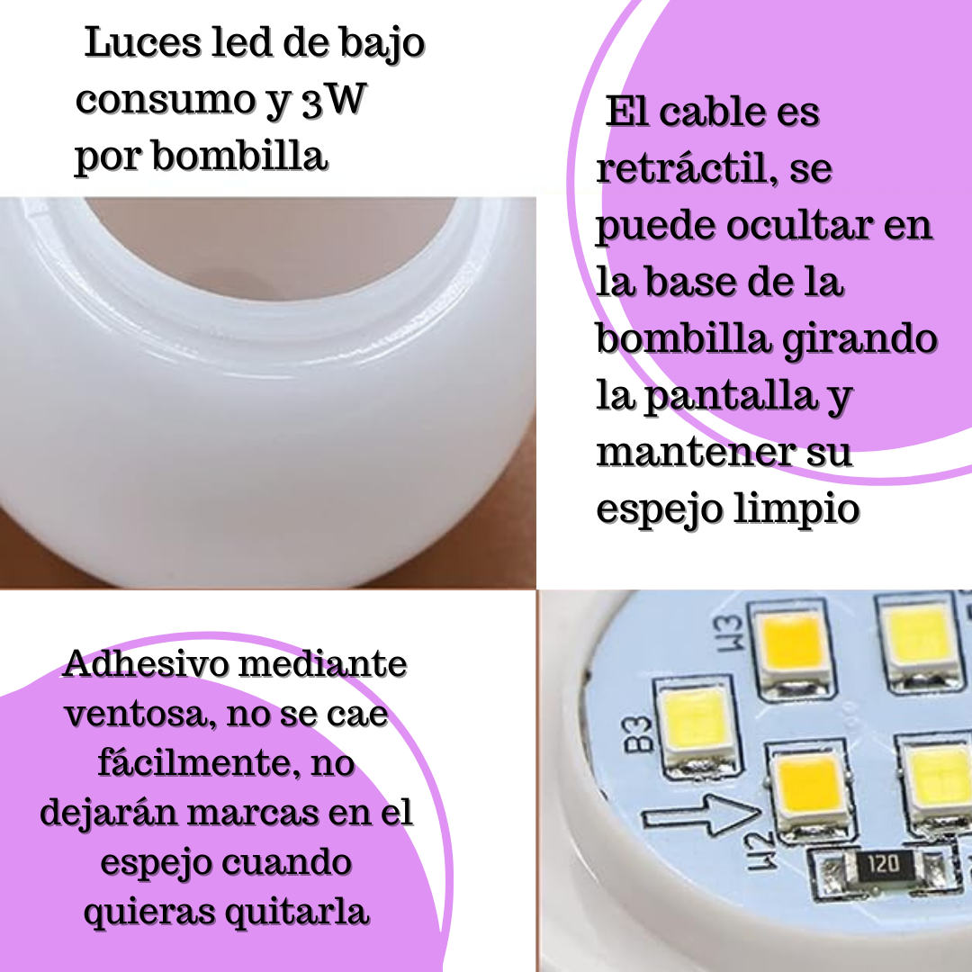 KIT DE 10 LUCES LED DE ESPEJO