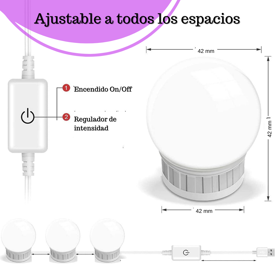 KIT DE 10 LUCES LED DE ESPEJO