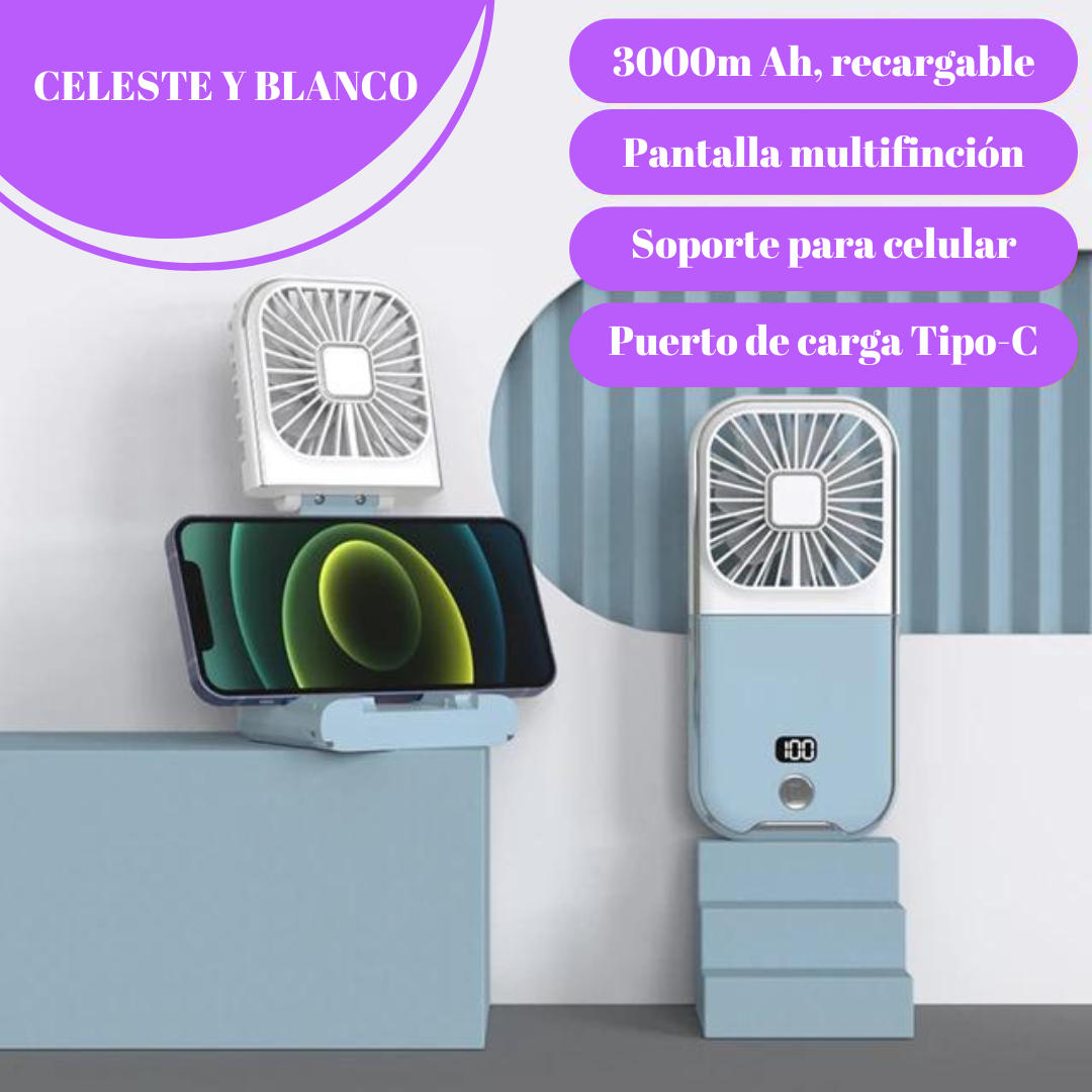 VENTILADOR PORTÁTIL DE MANO RECARGABLE