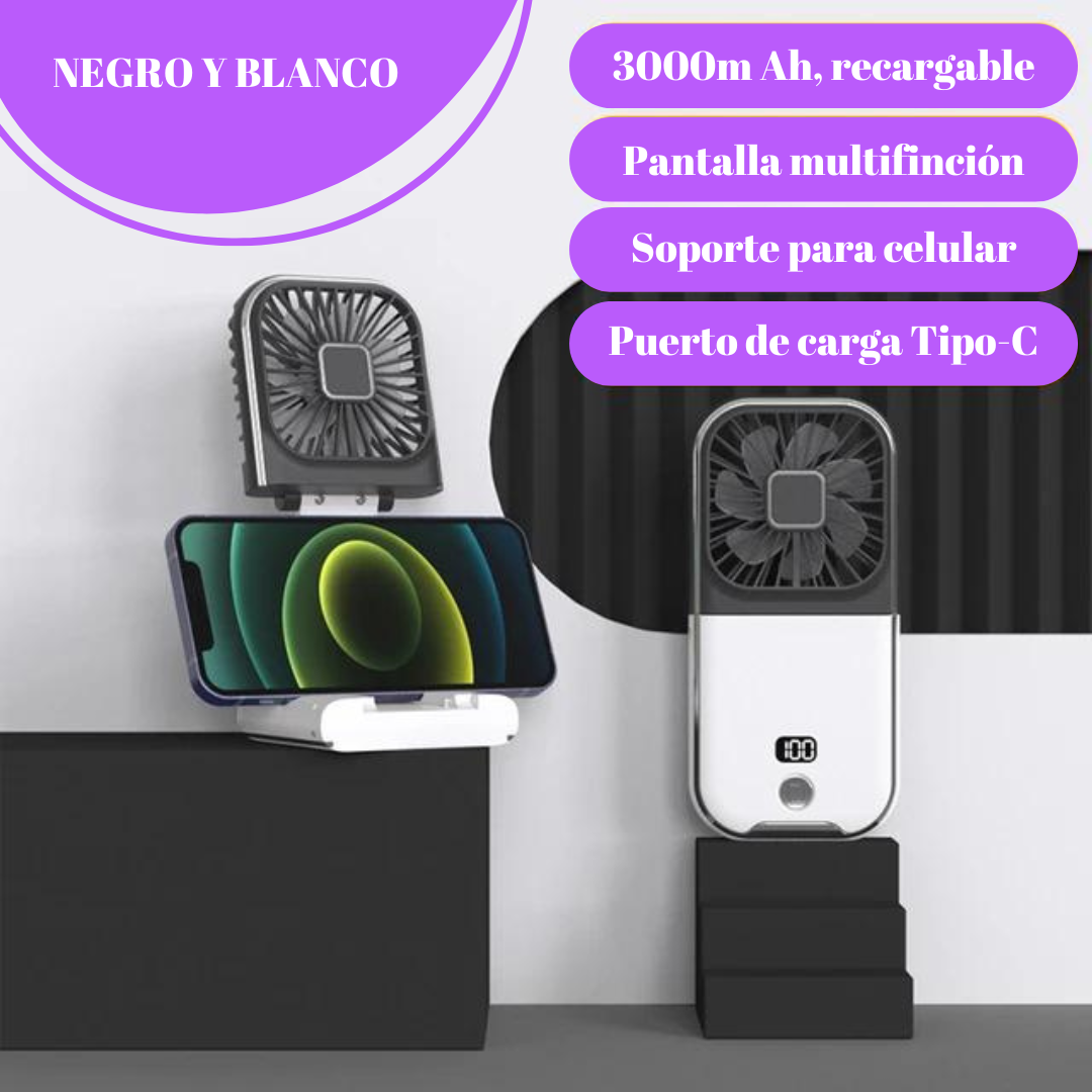 VENTILADOR PORTÁTIL DE MANO RECARGABLE