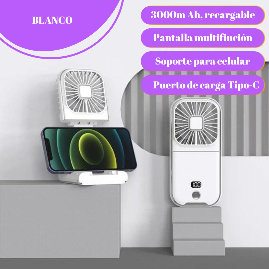 VENTILADOR PORTÁTIL DE MANO RECARGABLE